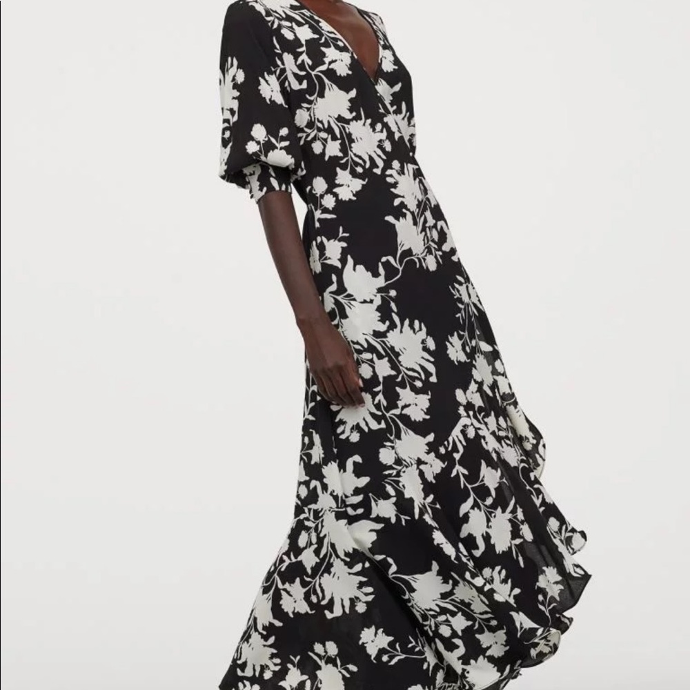 Johanna Ortiz H&M Black Floral Wrap Dress M